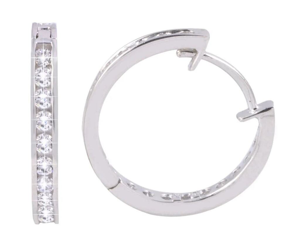 Sterling Silver Cubic Zirconia Hoop Earrings Men Women 18mm